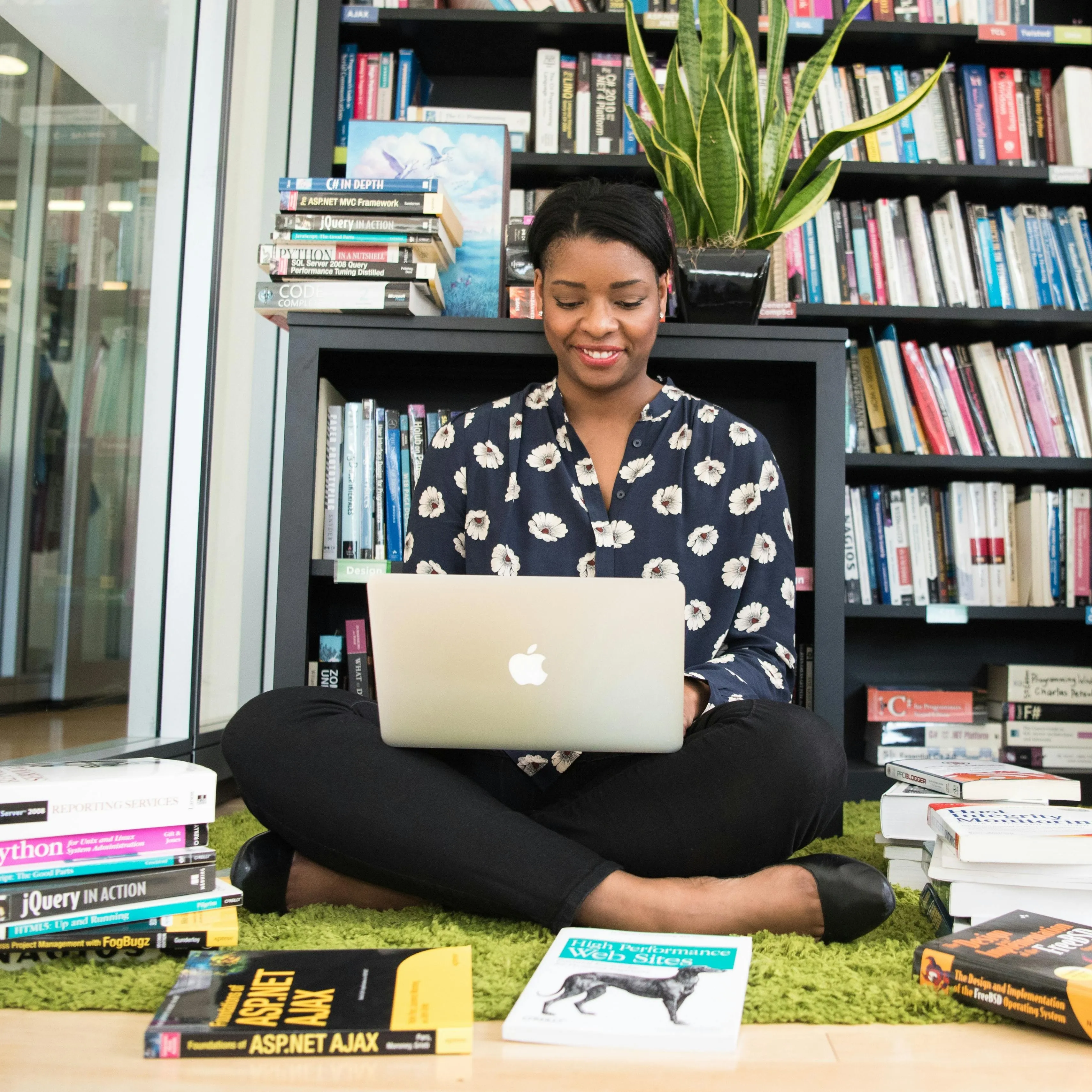 A student on her laptop