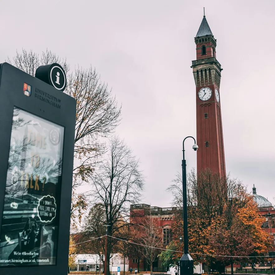 A picture of the University of Birmingham's clock tower known as 'Old Joe'