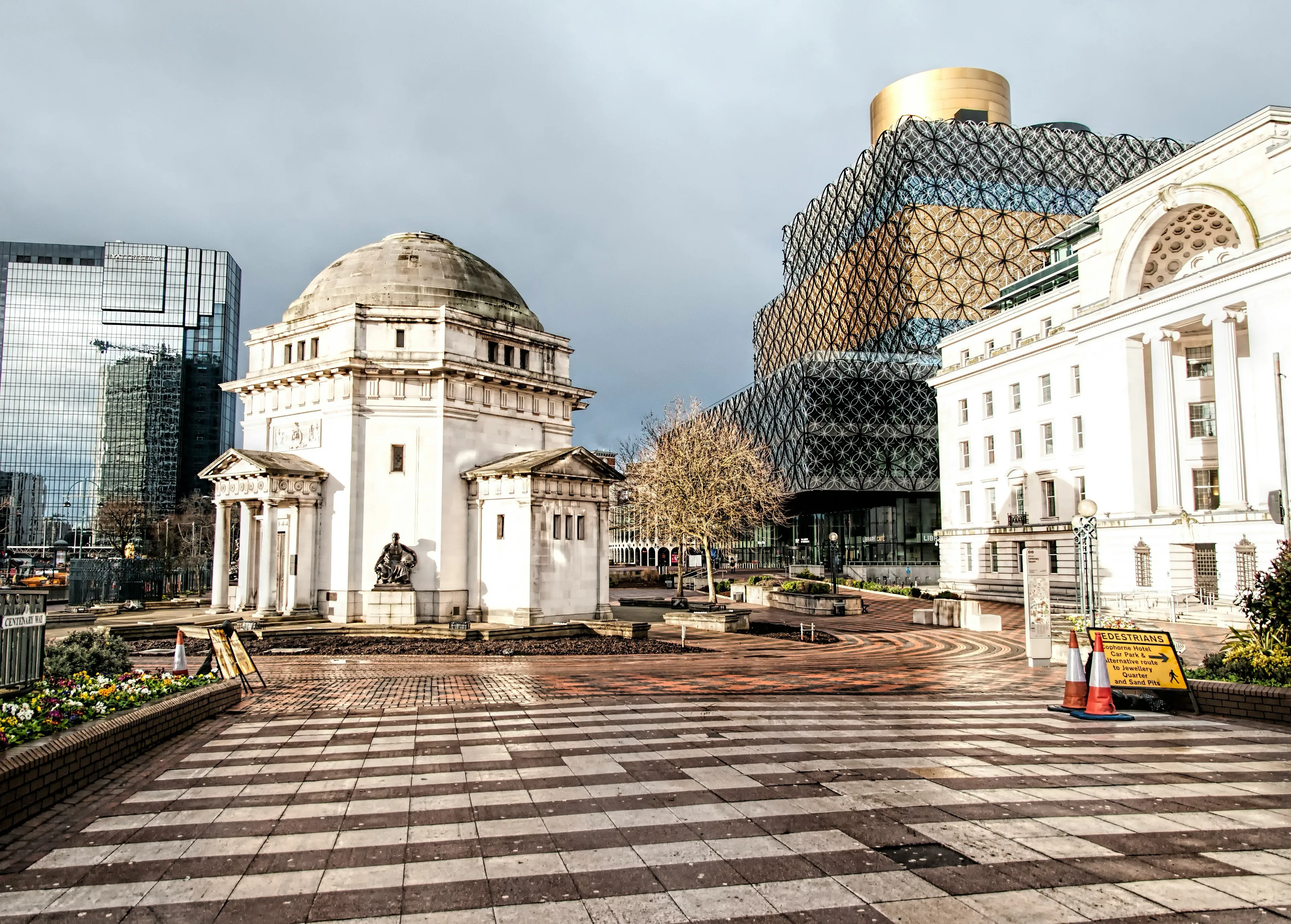 A view of Birmingham city with the library in the background.