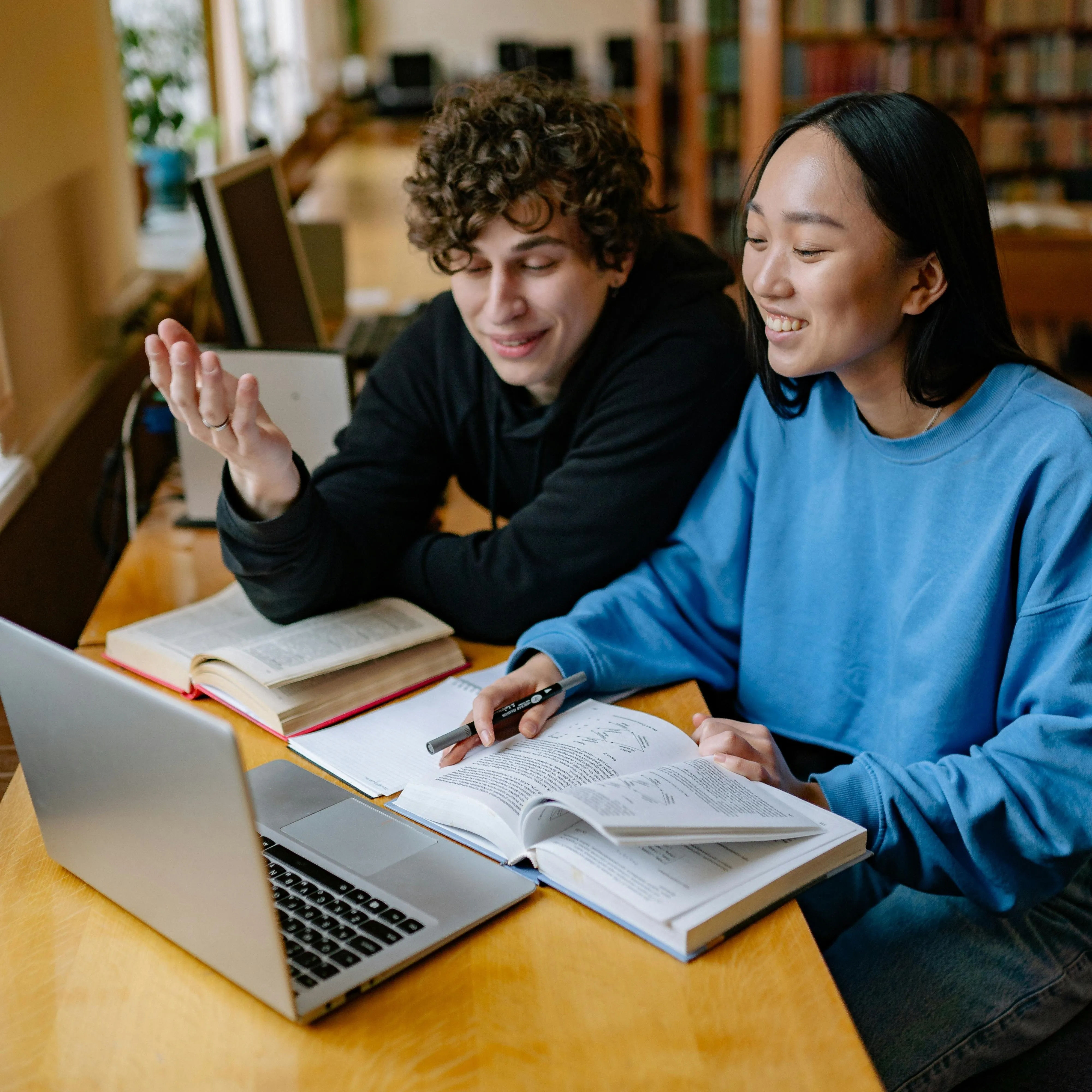 Two people studying together